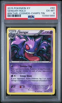 2015 POKEMON XY BREAKTHROUGH COSMOS-CHAMPIONS TIN #60 GENGAR-HOLO PSA 6 - Image 1