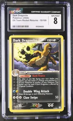 CGC 8 NM/MINT 2004 Dark Dragonite 15/109 Pokemon EX Team Rocket Returns Non Holo - Image 1