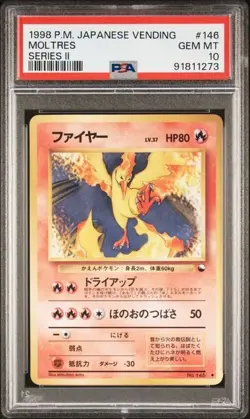 1998 MOLTRES #146 POKEMON JAPANESE VENDING SERIES 2 PSA 10 POP 116 - Image 1