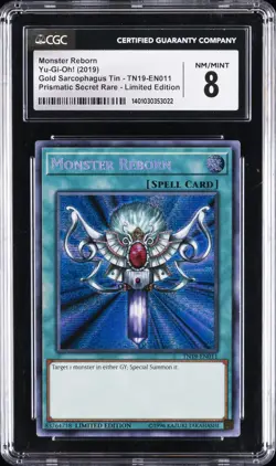 2019 YU-GI-OH! GOLD SARCOPHAGUS TIN SECRET RARE #EN011 MONSTER REBORN CGC 8 - Image 1