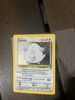 Pokemon Chansey Holo Rare 3/130 Base Set 2 Card Lightly Played, WITH SWIRL - Image 1