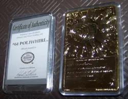POKEMON 23k GOLD PLATED COLLECTORS CARD 61 POLIWHIRL IN BOX & CERTIFICATE 1999 - Image 2