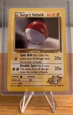 Lt. Surge's Voltorb #100 Non-Holo Pokemon Card LP - 84/132 Common Gym Heroes Set - Image 1