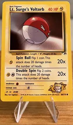 Lt. Surge's Voltorb #100 Non-Holo Pokemon Card LP - 84/132 Common Gym Heroes Set - Image 3