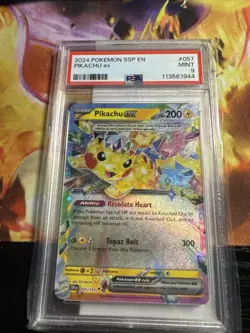 Pokemon TCG Pikachu EX Double Rare Holo Card 057/191 Surging Sparks Psa 9 - Image 1