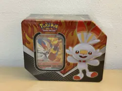 2020 Pokemon TCG Galar Partners Tin Cinderace V Red New Sealed - Image 1