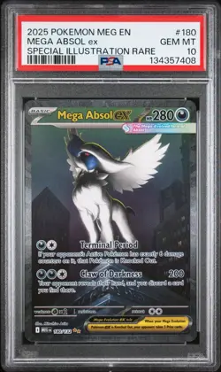 2025 Pokemon Meg En-Mega Evolution Mega Absol Ex #180 PSA 10 - Image 1