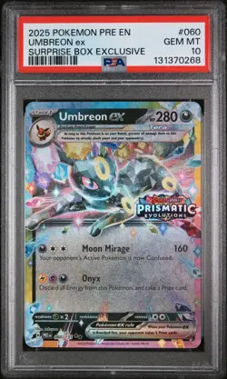 2025 POKEMON PRISMATIC EVOLUTION SURPRISE BOX EXCLUSIVE #060 UMBREON EX PSA 10 - Image 1