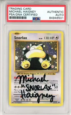 PSA Signed Michael Haigney Pokemon TCG Snorlax XY179 Black Star Promo XY Holo - Image 1