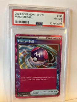 2024 POKEMON TEF EN-TEMPORAL FORCES #153 MASTER BALL ACE SPEC PSA 8 - Image 1