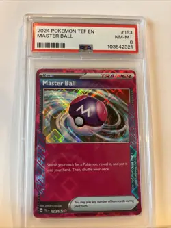 2024 POKEMON TEF EN-TEMPORAL FORCES #153 MASTER BALL ACE SPEC PSA 8 - Image 2