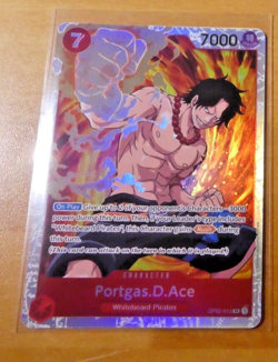ONE PIECE ENGLISH CARD RARE HOLO GAME CARTE PORTGAS.D.ACE OP02-013 SR EN MINT - Image 1
