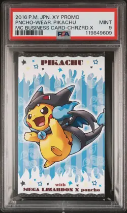 PSA 9 Poncho Pikachu Charizard X Mega Campaign Business Card Japanese Pokemon - Image 1