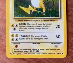 Raichu 14/102 Base Set Holo Rare Pokemon Trading Card Vintage Excellent - Image 3
