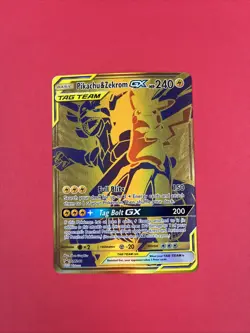 Pokemon Pikachu & Zekrom GX TCG Sun & Moon SM248 Holo Gold Promo Card Near Mint - Image 2