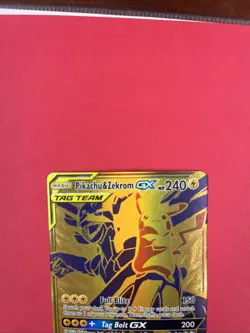 Pokemon Pikachu & Zekrom GX TCG Sun & Moon SM248 Holo Gold Promo Card Near Mint - Image 4