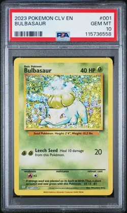 BULBASAUR #001 CLV-TRADING CARD GAME CLASSIC PSA 10 2023 - Image 1