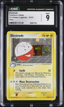 CGC 9 MINT Electrode 2004 EX Hidden Legends 5/101 Holo Pokemon Card - Image 1