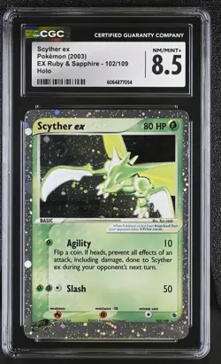 CGC 8.5 Scyther ex 2003 EX Ruby & Sapphire 102/109 Holo SWIRL Pokemon Card - Image 1