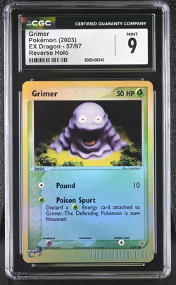 CGC 9 MINT Grimer 2003 EX Dragon 57/97 Reverse Holo Pokemon Card - Image 1