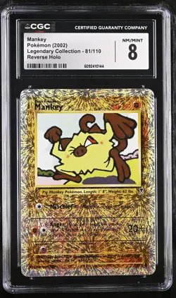 CGC 8 Mankey 2002 Legendary Collection 81/110 Reverse Holo Pokemon Card - Image 1