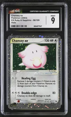 CGC 9 MINT Chansey ex 2003 EX Ruby & Sapphire 96/109 Holo Pokemon Card - Image 1