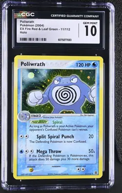 CGC 10 GEM MINT Poliwrath 2004 EX Fire Red & Leaf Green 11/112 Holo Pokemon Card - Image 1