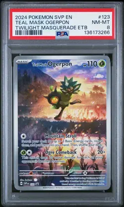 2023-25 Pokemon Gaming SV Black Star Promo - SVP EN Teal Mask Ogerpon #123 PSA 8 - Image 1
