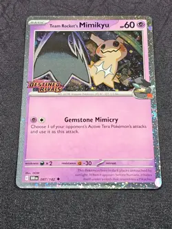 Team Rocket's Mimikyu SVP 087 Pokemon Destined Rivals Prerelease Stamped Promo - Image 2