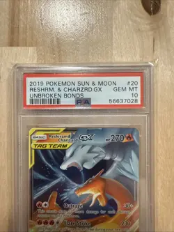 2019 Pokemon Sun & Moon Reshiram & Charizard Gx #20/214 Unbroken Bonds PSA 10 - Image 2