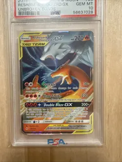 2019 Pokemon Sun & Moon Reshiram & Charizard Gx #20/214 Unbroken Bonds PSA 10 - Image 3