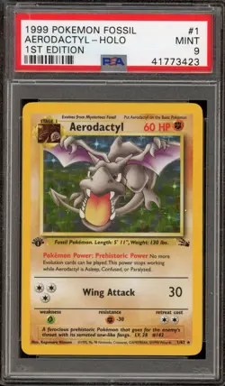 Pokemon Aerodactyl Fossil 1st Edition Holo Rare #1 PSA 9 Mint - Image 1