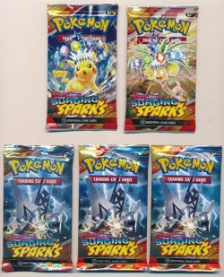 POKEMON TCG SCARLET & VIOLET SURGING SPARKS FACTORY SEALED BOOSTER 5 PACK LOT L - Image 1