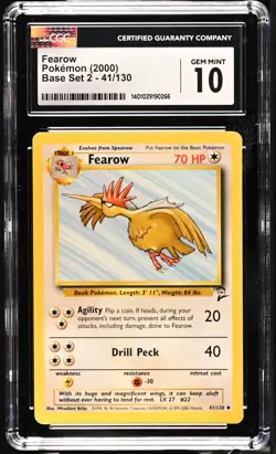 CGC 10 GEM MINT Fearow 041/130 POKEMON Base Set 2 **OG OLD SCHOOL** - Image 1