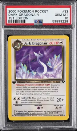 2000 POKEMON ROCKET 1ST ED #33 DARK DRAGONAIR PSA 10 - Image 1
