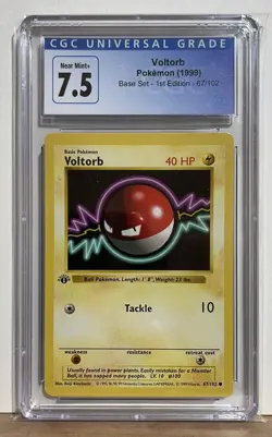 1999 Pokemon Base Set 1st Edition Shadowless Voltorb #67 Graded CGC 7.5 - Image 1