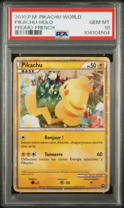 2010 POKEMON WORLD COLLECTION FRENCH-DO NOT USE PIKACHU-HOLO PSA 10 - Image 1
