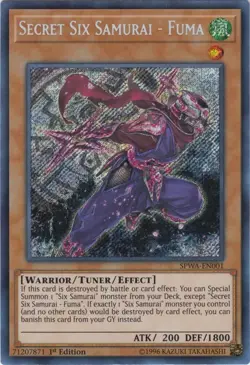Yugioh! Secret Six Samurai - Fuma - SPWA-EN001 - Secret Rare - 1st Edition Near - Image 1