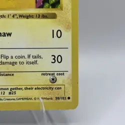 Pokemon TCG Pikachu Shadowless Red Cheeks Card #58/102 Base Set - Image 5