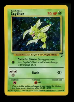 Scyther 17/130 Base Set 2 2000 Holo Rare WOTC Pokemon Card TCG - Image 1