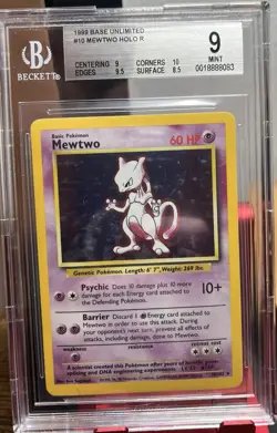 Pokemon Mewtwo TCG Base Set Holo Unlimited Rare Card 10/102 BGS 9 - Image 1