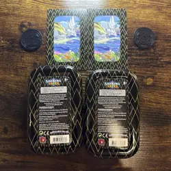 Pokemon Reshiram Shining Fates Mini Tin Empty With Coins And Inserts Lot Of 2 - Image 2