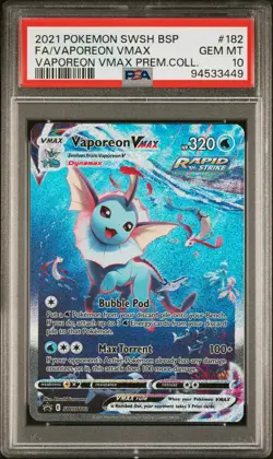 2021 POKEMON SWSH BLACK STAR PROMO #182 FULL ART/VAPOREON VMAX PSA 10 - Image 1