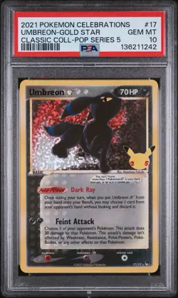 2021 Pokemon Celebrations Classic Collection #17 UMBREON GOLD STAR PSA 10 graded - Image 1