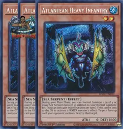 Yugioh! 3x Atlantean Heavy Infantry RA04-EN010 Secret Rare 1st Ed NM - Image 1