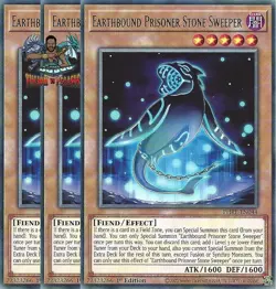 Yugioh! 3x Earthbound Prisoner Stone Sweeper PHRE-EN044 Rare 1st Ed NM - Image 1