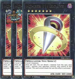 Yugioh! 3x Number 11: Big Eye PHRE-EN013 Rare 1st Ed NM - Image 1