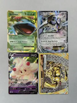4Different Pokemon cards Evolutions Ex Venusaur Lugia Machamp Break Alcremie V H - Image 1