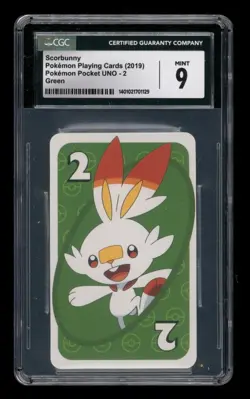 2019 Pokemon Playing Cards Pocket UNO Green: # 2 Scorbunny CGC 9 MINT - Image 1