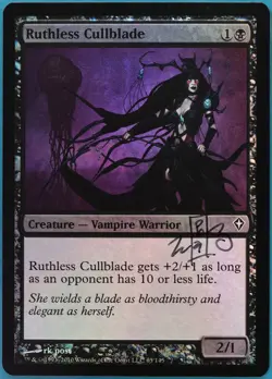 Ruthless Cullblade FOIL Worldwake NM Black Common SIGNED CARD (409446) ABUGames - Image 1